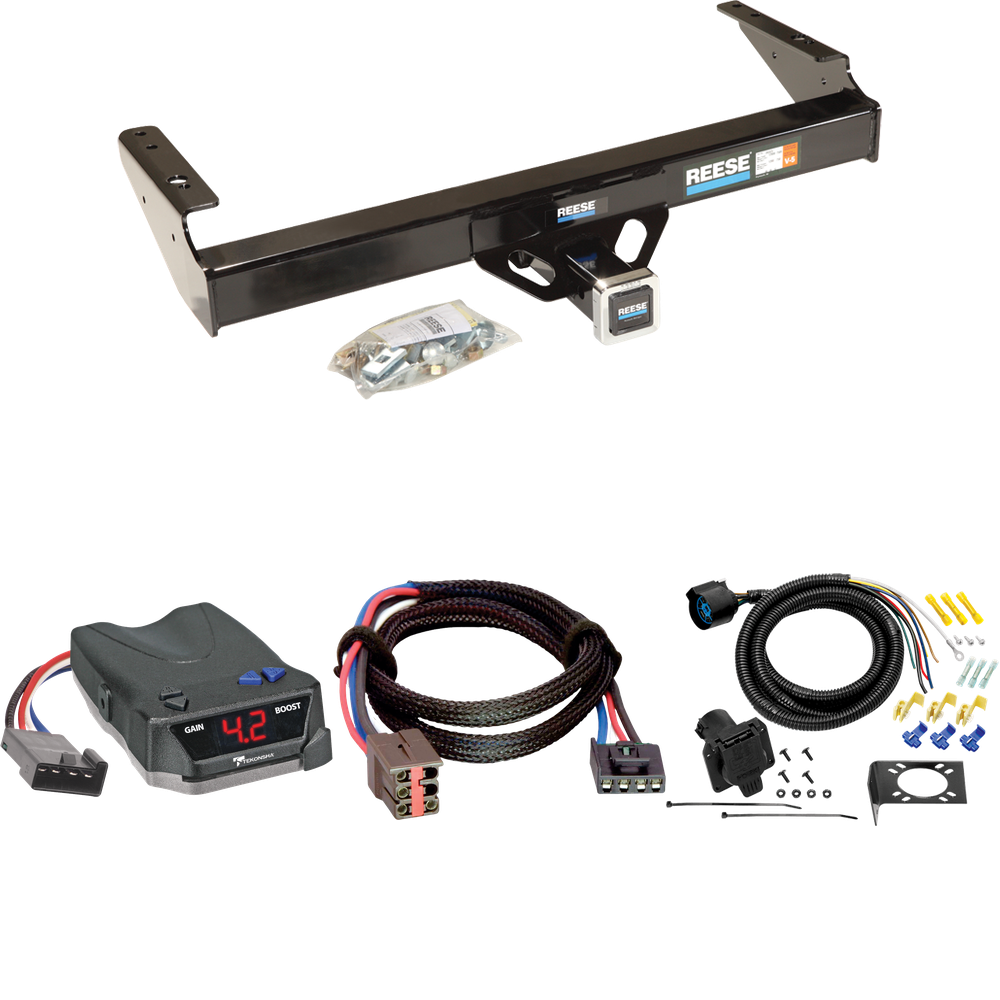 Fits 1994-1996 Ford F-150 Trailer Hitch Tow PKG w/ Tekonsha BRAKE-EVN Brake Control + Plug & Play BC Adapter + 7-Way RV Wiring (For Flareside, w/Rear Fascia Models) By Reese Towpower