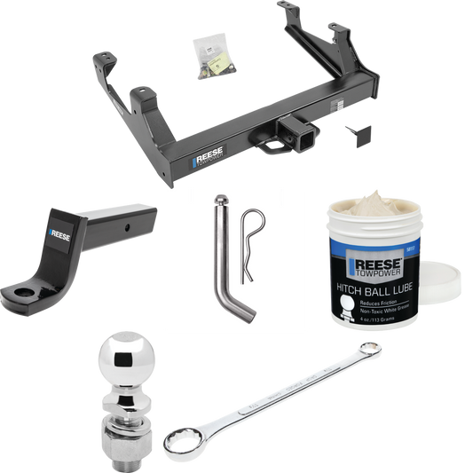 Fits 2015-2019 Chevrolet Silverado 3500 HD Trailer Hitch Tow PKG w/ Ball Mount w/ 5" Drop + Pin/Clip + 2-5/16" Ball + Ball Wrench + Ball Lube By Reese Towpower