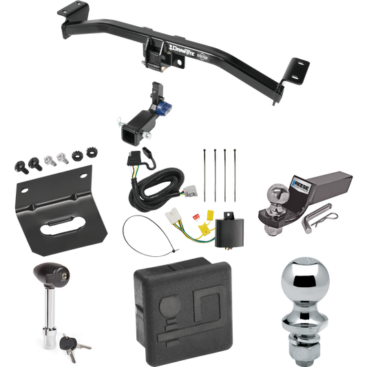 Se adapta al paquete de enganche de remolque Lexus RX350 2016-2022 con cableado plano de 4 + kit de montaje de bola de inicio con caída de 2" y bola de 2" + bola de 1-7/8" + soporte de cableado + bloqueo de enganche + cubierta de enganche por sorteo. tite