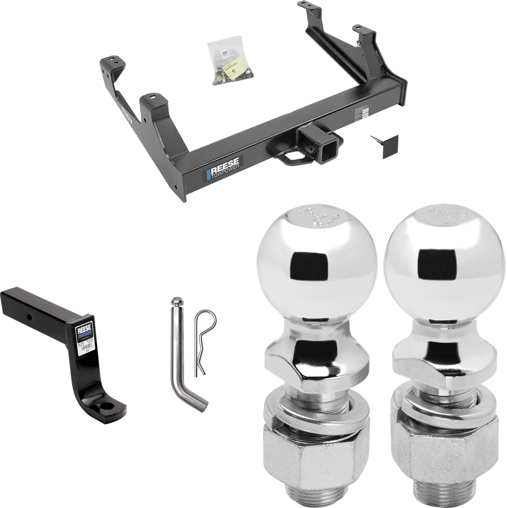 Fits 2015-2019 GMC Sierra 2500 HD Trailer Hitch Tow PKG w/ Ball Mount w/ 7-3/4" Drop + Pin/Clip + 2" Ball + 2-5/16" Ball By Reese Towpower