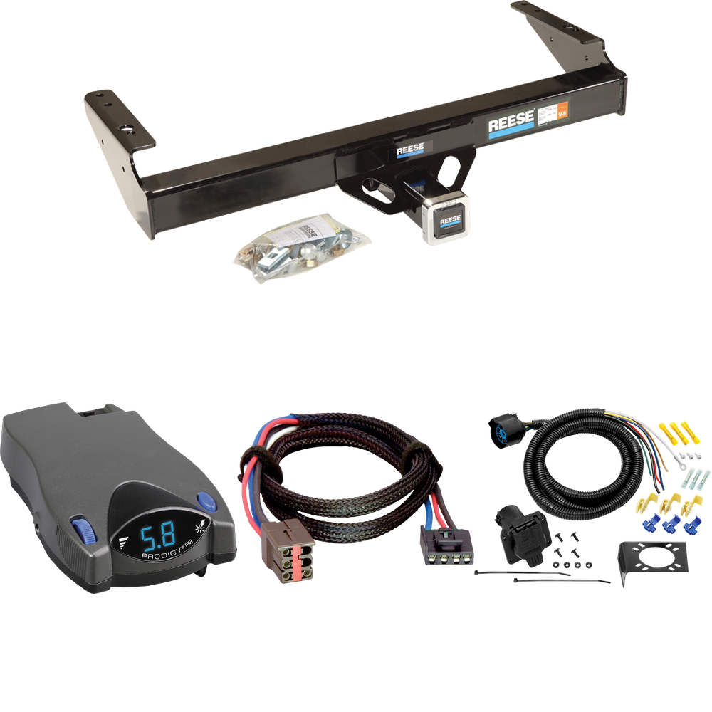 Fits 1994-1996 Ford F-150 Trailer Hitch Tow PKG w/ Tekonsha Prodigy P2 Brake Control + Plug & Play BC Adapter + 7-Way RV Wiring (For Flareside, w/Rear Fascia Models) By Reese Towpower