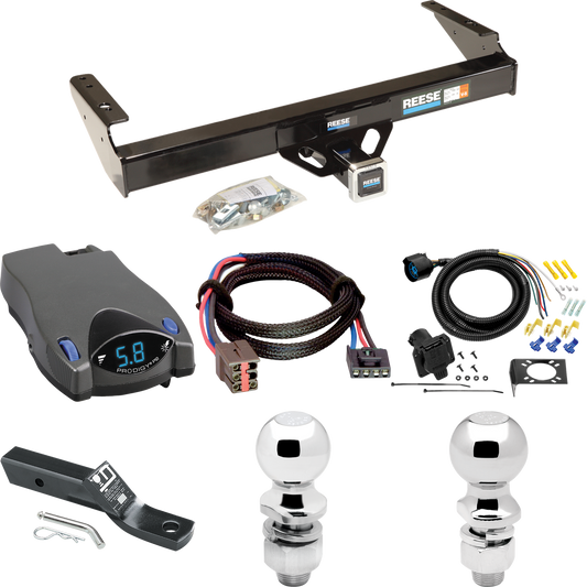 Fits 1994-1996 Ford F-150 Trailer Hitch Tow PKG w/ Tekonsha Prodigy P2 Brake Control + Plug & Play BC Adapter + 7-Way RV Wiring + 2" & 2-5/16" Ball & Drop Mount (For Flareside, w/Rear Fascia Models) By Reese Towpower