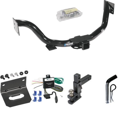 Se adapta al paquete de enganche de remolque KIA Sorento 2003-2006 con arnés de cableado de 4 planos + soporte de bola de enganche de elevación ajustable con bola de 2" + pasador/clip + soporte de cableado de Reese Towpower