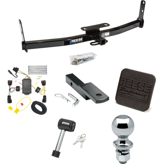 Se adapta al paquete de remolque con enganche para remolque Chevrolet Equinox 2010-2017 con arnés de cableado plano de 4 + barra de tracción + bola de 2" + cubierta de enganche + bloqueo de enganche de Reese Towpower