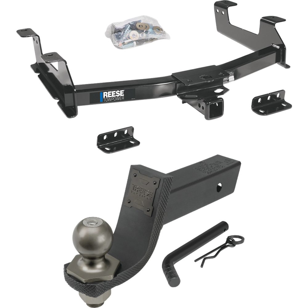 Fits 2011-2014 GMC Sierra 3500 HD Trailer Hitch Tow PKG + Interlock Tactical Starter Kit w/ 3-1/4" Drop & 2" Ball By Reese Towpower