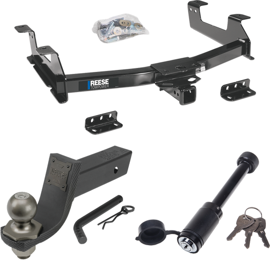 Fits 2011-2014 GMC Sierra 3500 HD Trailer Hitch Tow PKG + Interlock Tactical Starter Kit w/ 3-1/4" Drop & 2" Ball + Tactical Dogbone Lock By Reese Towpower