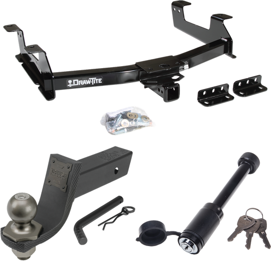 Fits 2011-2014 GMC Sierra 3500 HD Trailer Hitch Tow PKG + Interlock Tactical Starter Kit w/ 3-1/4" Drop & 2" Ball + Tactical Dogbone Lock By Draw-Tite