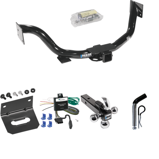 Fits 2003-2006 KIA Sorento Trailer Hitch Tow PKG w/ 4-Flat Wiring Harness + Triple Ball Ball Mount 1-7/8" & 2" & 2-5/16" Trailer Balls w/ Tow Hook + Pin/Clip + Wiring Bracket By Reese Towpower