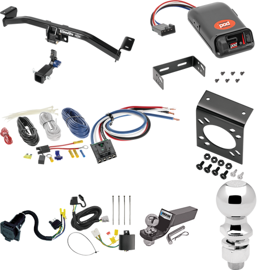 Se adapta al paquete de enganche de remolque oculto Lexus RX350 2016-2022 con control de freno POD serie Pro + adaptador de cableado BC genérico + cableado RV de 7 vías + soporte de bola y caída de 2" y 2-5/16" de Draw-Tite