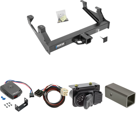 Fits 2015-2019 GMC Sierra 3500 HD Trailer Hitch Tow PKG w/ Pro Series Pilot Brake Control + Plug & Play BC Adapter + 7-Way RV Wiring By Reese Towpower