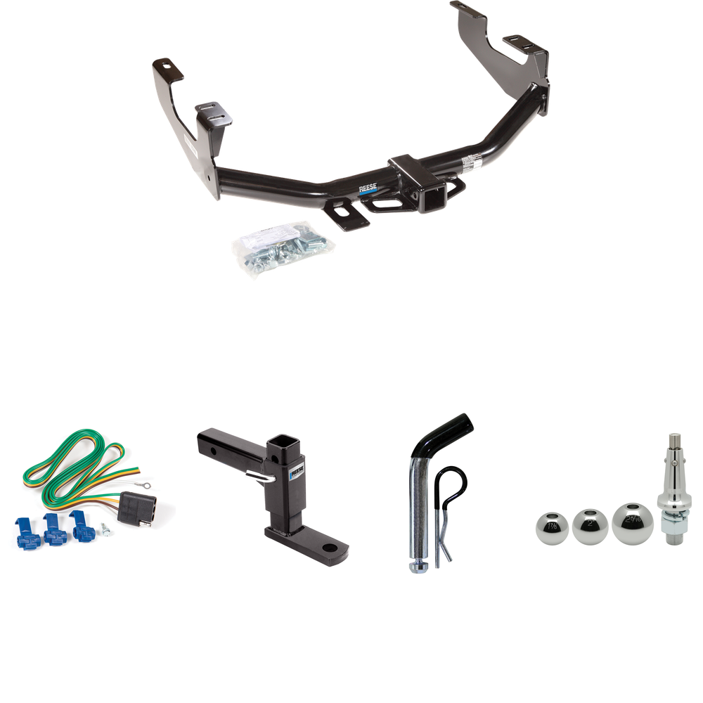 Se adapta al paquete de remolque con enganche para remolque Ford F-250 1997-1999 con 4 cables planos + soporte de bola de elevación ajustable + pasador/clip + bolas intercambiables de 1-7/8", 2" y 2-5/16" (para Styleside Modelos) Por Reese Towpower