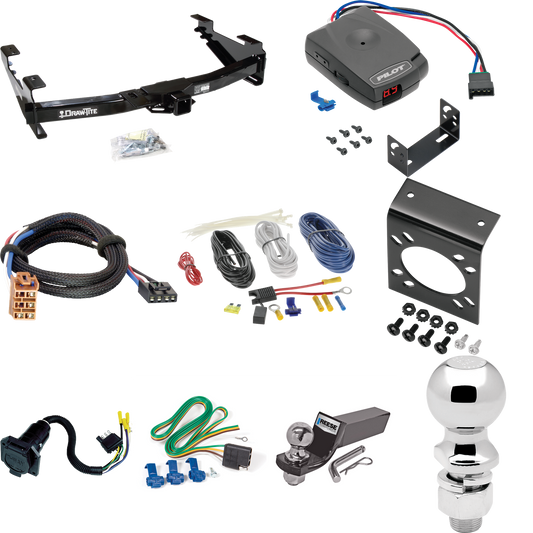 Se adapta al paquete de enganche de remolque GMC Sierra 2500 HD 2001-2002 con control de freno piloto serie Pro + adaptador BC Plug &amp; Play + cableado RV de 7 vías + soporte de bola y caída de 2" y 2-5/16" de Draw-Tite