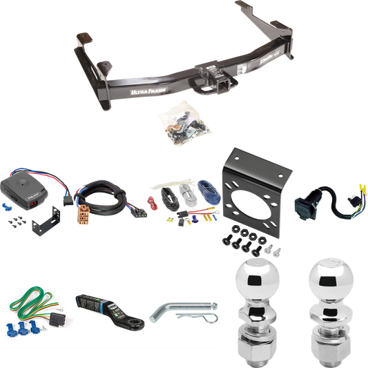 Fits 2001-2002 GMC Sierra 2500 HD Trailer Hitch Tow PKG w/ Pro Series Pilot Brake Control + Plug & Play BC Adapter + 7-Way RV Wiring + 2" & 2-5/16" Ball & Drop Mount By Draw-Tite