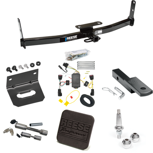 Fits 2010-2017 GMC Terrain Trailer Hitch Tow PKG w/ 4-Flat Wiring Harness + Draw-Bar + Interchangeable 1-7/8" & 2" Balls + Wiring Bracket + Hitch Cover + Dual Hitch & Coupler Locks By Reese Towpower