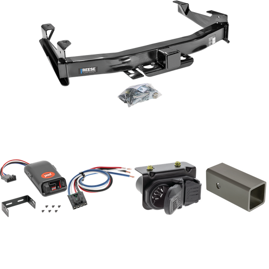 Fits 2007-2010 GMC Sierra 2500 HD Trailer Hitch Tow PKG w/ Pro Series POD Brake Control + Generic BC Wiring Adapter + 7-Way RV Wiring By Reese Towpower