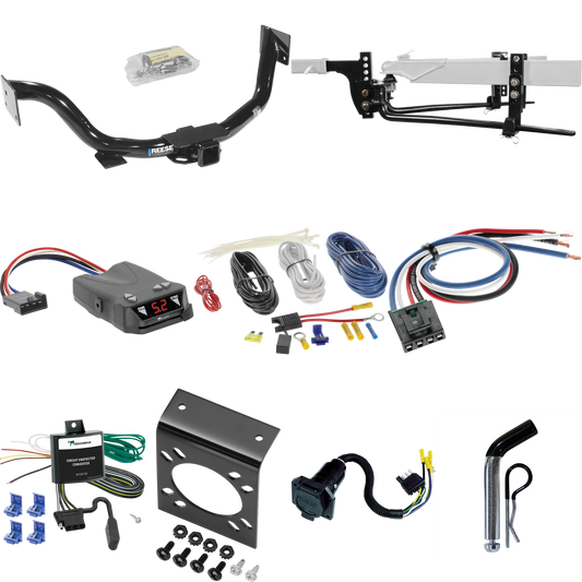 Fits 2003-2006 KIA Sorento Trailer Hitch Tow PKG w/ 6K Round Bar Weight Distribution Hitch w/ 2-5/16" Ball + Pin/Clip + Tekonsha Brakeman IV Brake Control + Generic BC Wiring Adapter + 7-Way RV Wiring By Reese Towpower