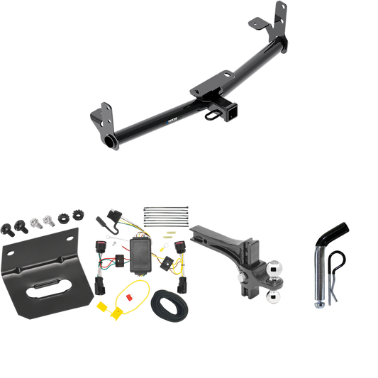 Fits 2010-2017 Chevrolet Equinox Trailer Hitch Tow PKG w/ 4-Flat Wiring Harness + Dual Adjustable Drop Rise Ball Ball Mount 2" & 2-5/16" Trailer Balls + Pin/Clip + Wiring Bracket By Reese Towpower