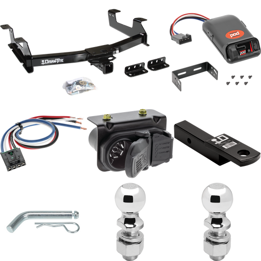 Fits 2011-2014 GMC Sierra 2500 HD Trailer Hitch Tow PKG w/ Pro Series POD Brake Control + Generic BC Wiring Adapter + 7-Way RV Wiring + 2" & 2-5/16" Ball & Drop Mount By Draw-Tite