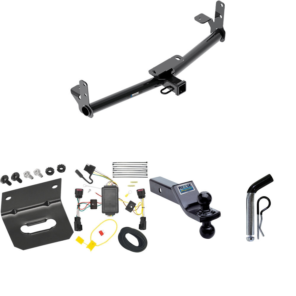 Fits 2010-2017 GMC Terrain Trailer Hitch Tow PKG w/ 4-Flat Wiring Harness + Dual Ball Ball Mount 1-7/8" & 2" Trailer Balls + Pin/Clip + Wiring Bracket By Reese Towpower