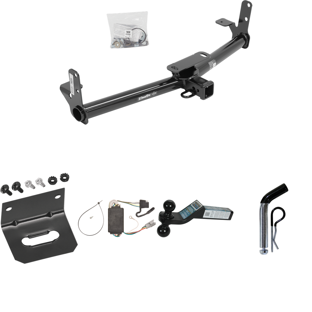 Fits 2005-2006 Chevrolet Equinox Trailer Hitch Tow PKG w/ 4-Flat Wiring Harness + Dual Ball Ball Mount 2" & 2-5/16" Trailer Balls + Pin/Clip +  Wiring Bracket By Draw-Tite