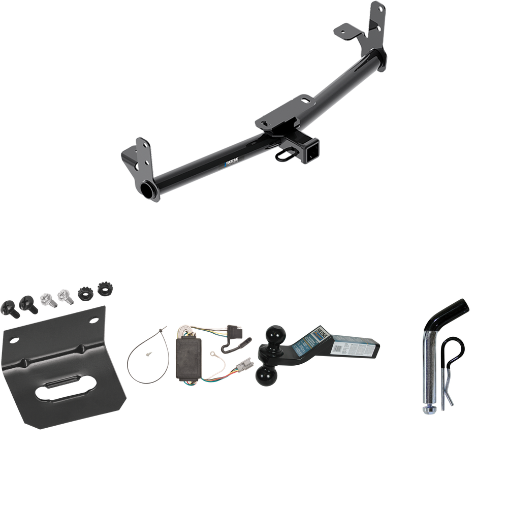 Fits 2005-2006 Chevrolet Equinox Trailer Hitch Tow PKG w/ 4-Flat Wiring Harness + Dual Ball Ball Mount 2" & 2-5/16" Trailer Balls + Pin/Clip +  Wiring Bracket By Reese Towpower