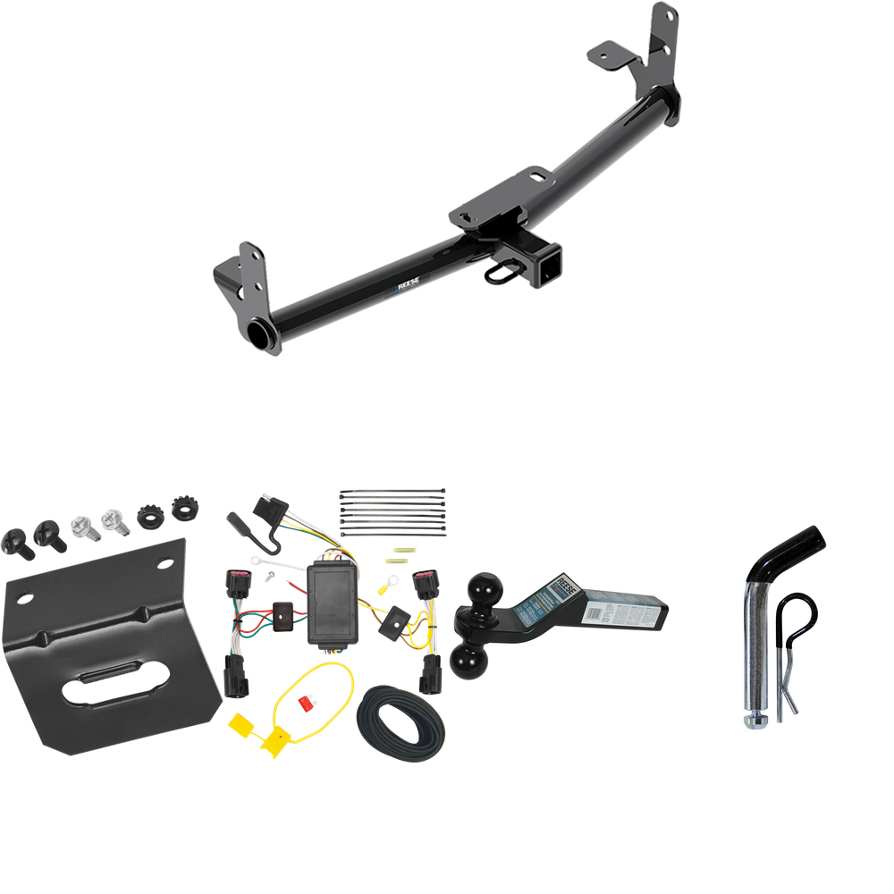 Fits 2010-2017 GMC Terrain Trailer Hitch Tow PKG w/ 4-Flat Wiring Harness + Dual Ball Ball Mount 2" & 2-5/16" Trailer Balls + Pin/Clip +  Wiring Bracket By Reese Towpower