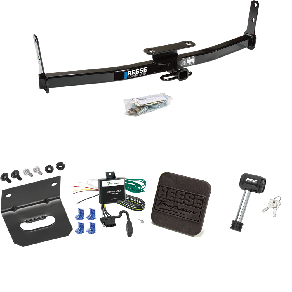 Fits 2007-2009 Chevrolet Equinox Trailer Hitch Tow PKG w/ 4-Flat Wiring Harness + Hitch Cover + Hitch Lock By Reese Towpower