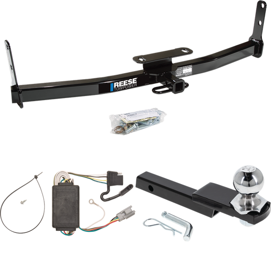 Fits 2005-2006 Chevrolet Equinox Trailer Hitch Tow PKG w/ 4-Flat Wiring Harness + Interlock Starter Kit w/ 2" Ball 1-1/4" Drop 3/4" Rise By Reese Towpower