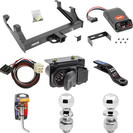 Fits 2015-2019 Chevrolet Silverado 2500 HD Trailer Hitch Tow PKG w/ Pro Series POD Brake Control + Plug & Play BC Adapter + 7-Way RV Wiring + 2" & 2-5/16" Ball & Drop Mount By Reese Towpower