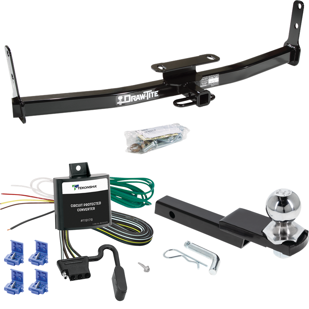 Fits 2006-2009 Pontiac Torrent Trailer Hitch Tow PKG w/ 4-Flat Wiring Harness + Interlock Starter Kit w/ 2" Ball 1-1/4" Drop 3/4" Rise By Draw-Tite