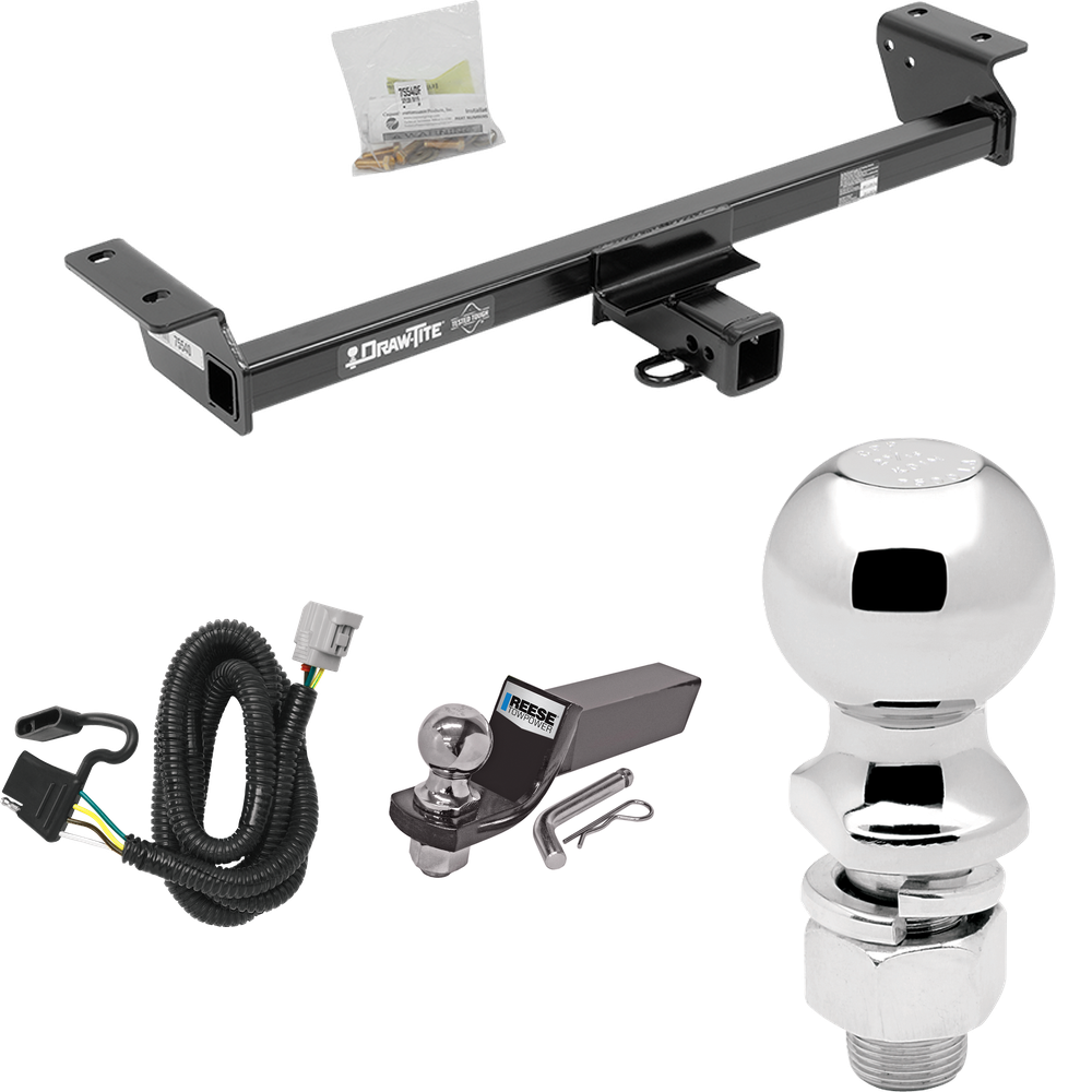 Fits 2016-2022 Lexus RX350 Trailer Hitch Tow PKG w/ 4-Flat Wiring + Starter Kit Ball Mount w/ 2" Drop & 2" Ball + 2-5/16" Ball (For Prepped w/Factory Tow Plug (See Instructions Prior to Installation) Except F Sport Models) By Draw-Tite