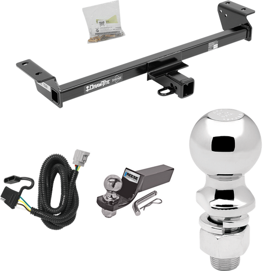 Fits 2016-2022 Lexus RX350 Trailer Hitch Tow PKG w/ 4-Flat Wiring + Starter Kit Ball Mount w/ 2" Drop & 2" Ball + 2-5/16" Ball (For Prepped w/Factory Tow Plug (See Instructions Prior to Installation) Except F Sport Models) By Draw-Tite