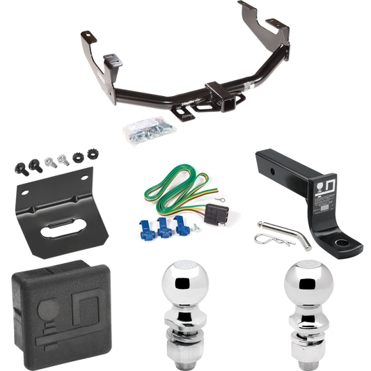 Fits 1997-1999 Ford F-250 Trailer Hitch Tow PKG w/ 4-Flat Wiring + Ball Mount w/ 4" Drop + 2" Ball + 2-5/16" Ball + Wiring Bracket + Hitch Cover (For Styleside Models) By Draw-Tite