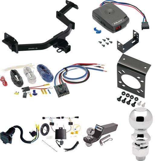 Se adapta al paquete de enganche de remolque KIA Sorento 2021-2022 con control de freno piloto serie Pro + adaptador de cableado BC genérico + cableado RV de 7 vías + soporte de bola y caída de 2" y 2-5/16" de Draw-Tite