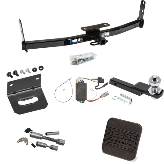 Fits 2006-2006 Pontiac Torrent Trailer Hitch Tow PKG w/ 4-Flat Wiring Harness + Interlock Starter Kit w/ 2" Ball 1-1/4" Drop 3/4" Rise + Wiring Bracket + Hitch Cover + Dual Hitch & Coupler Locks By Reese Towpower