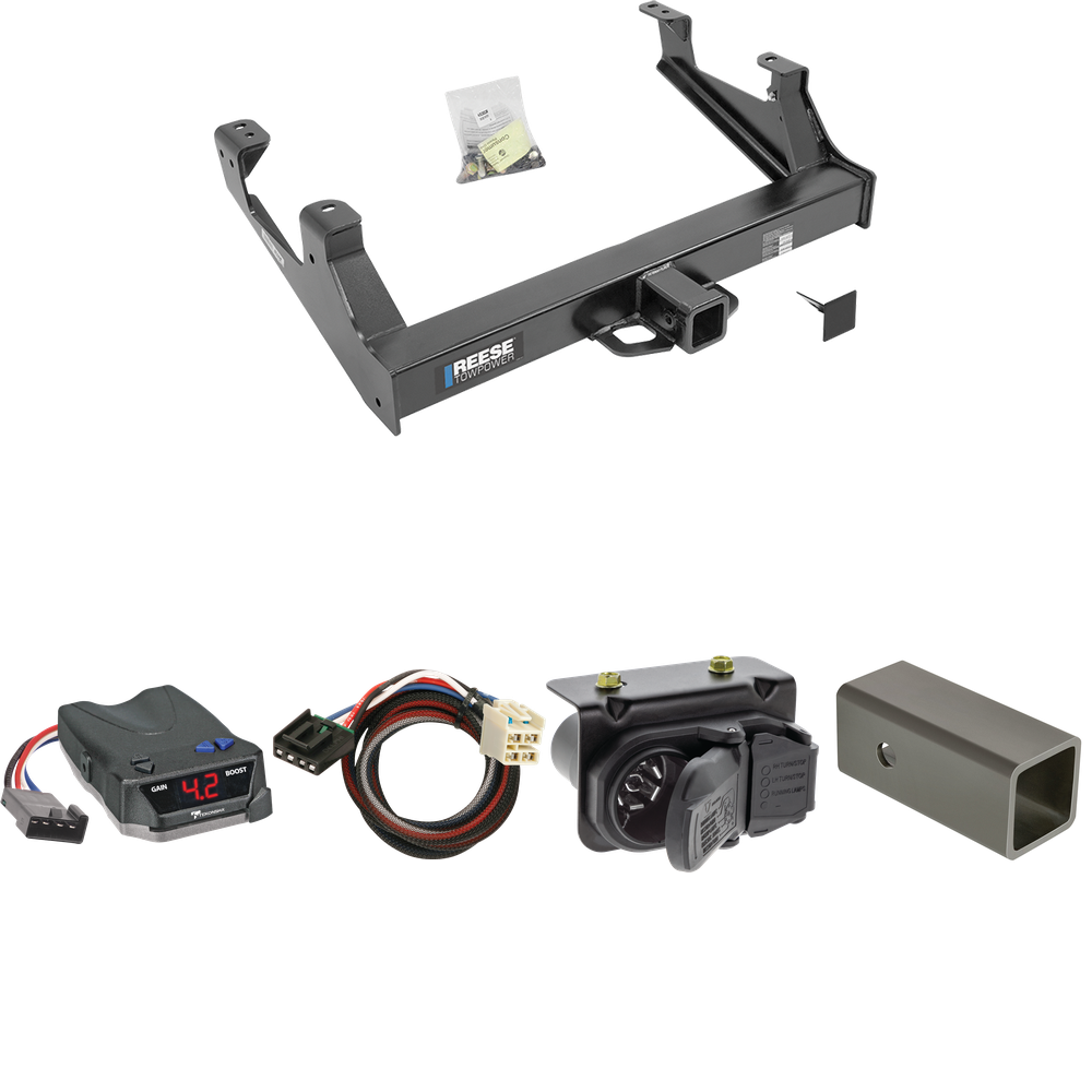 Fits 2015-2019 Chevrolet Silverado 2500 HD Trailer Hitch Tow PKG w/ Tekonsha BRAKE-EVN Brake Control + Plug & Play BC Adapter + 7-Way RV Wiring By Reese Towpower