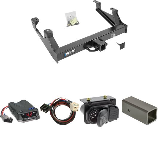 Fits 2015-2019 Chevrolet Silverado 2500 HD Trailer Hitch Tow PKG w/ Tekonsha BRAKE-EVN Brake Control + Plug & Play BC Adapter + 7-Way RV Wiring By Reese Towpower