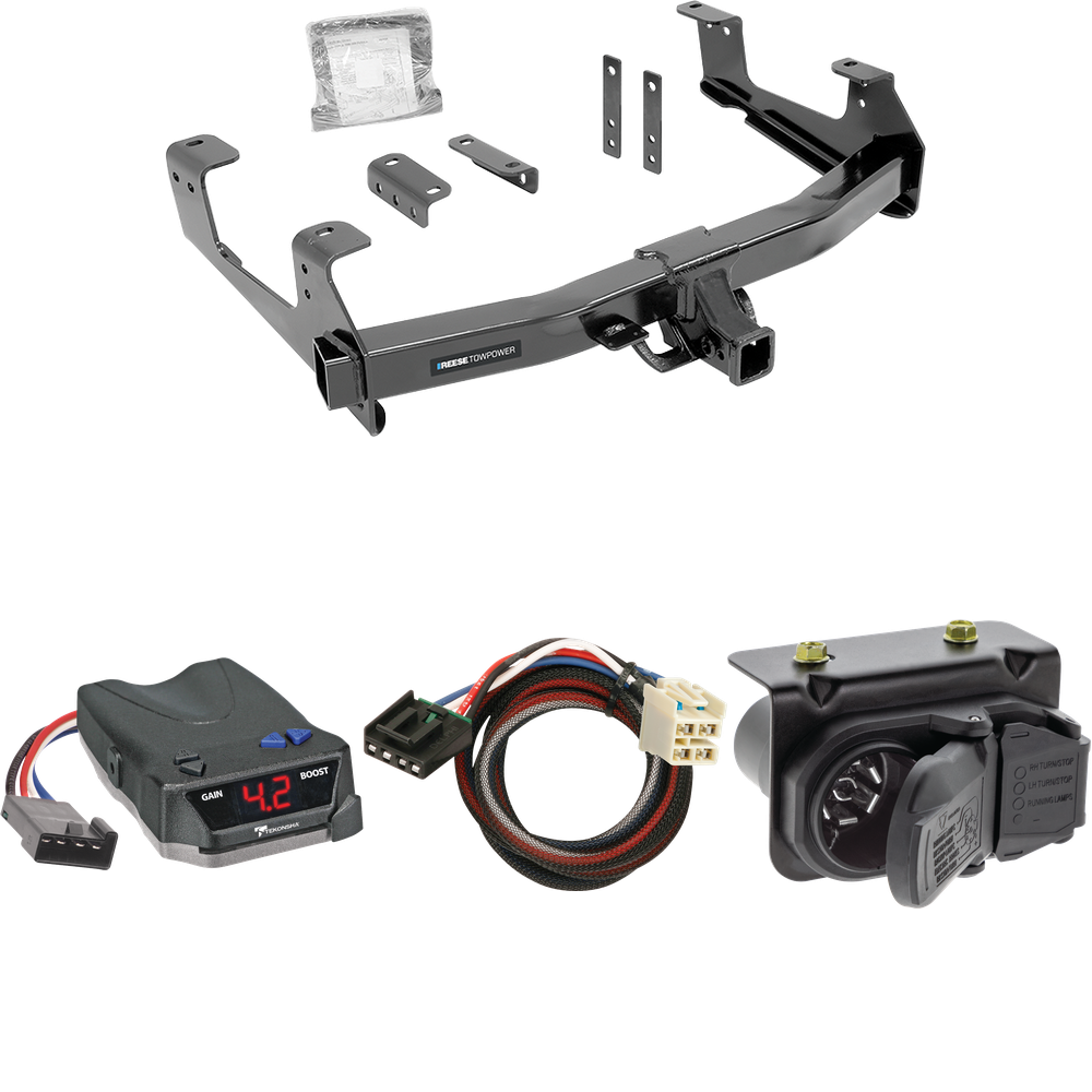 Se adapta al paquete de enganche de remolque Chevrolet Silverado 2500 HD 2015-2019 con control de freno Tekonsha BRAKE-EVN + adaptador BC Plug &amp; Play + cableado RV de 7 vías de Reese Towpower