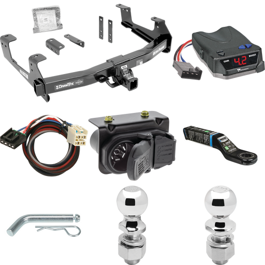 Fits 2015-2019 GMC Sierra 3500 HD Trailer Hitch Tow PKG w/ Tekonsha BRAKE-EVN Brake Control + Plug & Play BC Adapter + 7-Way RV Wiring + 2" & 2-5/16" Ball & Drop Mount By Draw-Tite