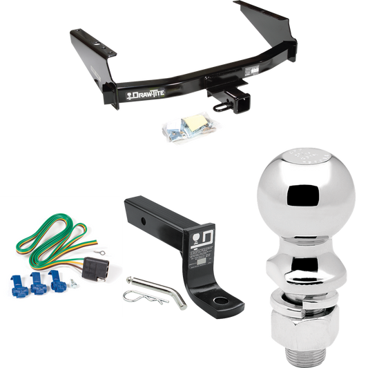 Fits 1997-2003 Ford F-150 Trailer Hitch Tow PKG w/ 4-Flat Wiring + Ball Mount w/ 4" Drop + 2-5/16" Ball (For Styleside Models) By Draw-Tite