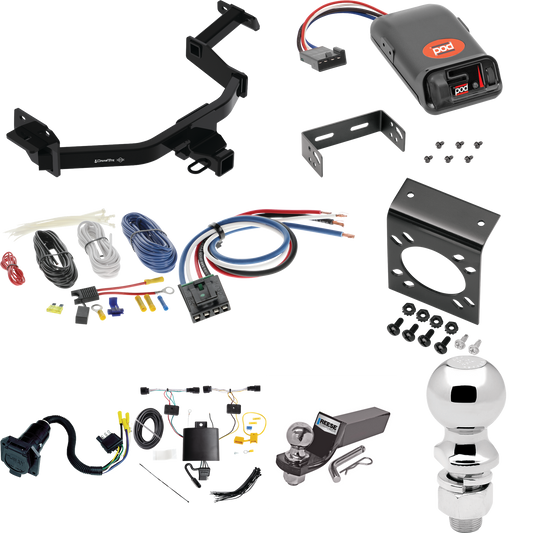 Se adapta al paquete de enganche de remolque KIA Sorento 2021-2022 con control de freno POD serie Pro + adaptador de cableado BC genérico + cableado RV de 7 vías + soporte de bola y caída de 2" y 2-5/16" de Draw-Tite