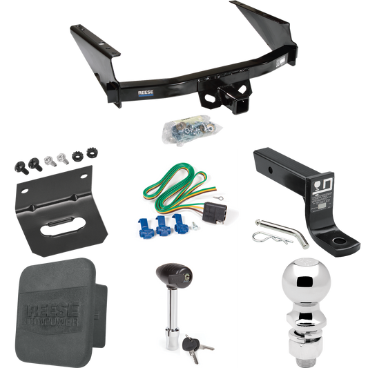 Fits 1997-2003 Ford F-150 Trailer Hitch Tow PKG w/ 4-Flat Wiring + Ball Mount w/ 4" Drop + 2-5/16" Ball + Wiring Bracket + Hitch Lock + Hitch Cover (For Styleside Models) By Reese Towpower