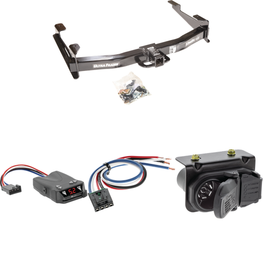 Fits 2007-2010 Chevrolet Silverado 2500 HD Trailer Hitch Tow PKG w/ Tekonsha Brakeman IV Brake Control + Generic BC Wiring Adapter + 7-Way RV Wiring By Draw-Tite