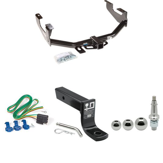 Fits 1997-1999 Ford F-250 Trailer Hitch Tow PKG w/ 4-Flat Wiring + Ball Mount w/ 4" Drop + Interchangeable Ball 1-7/8" & 2" & 2-5/16" (For Styleside Models) By Reese Towpower