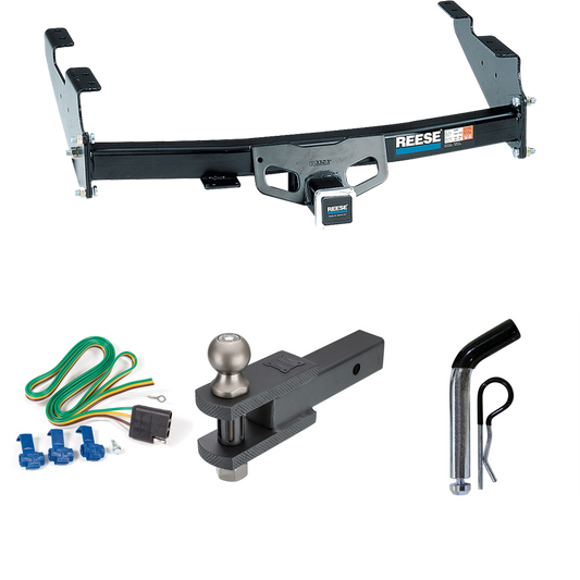 Fits 1997-2003 Ford F-150 Trailer Hitch Tow PKG w/ 4-Flat Wiring + Clevis Hitch Ball Mount w/ 2" Ball + Pin/Clip (For Styleside Models) By Reese Towpower