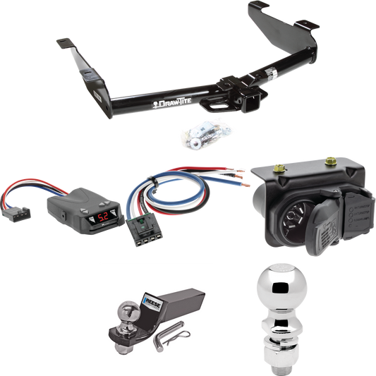 Fits 2007-2010 GMC Sierra 3500 HD Trailer Hitch Tow PKG w/ Tekonsha Brakeman IV Brake Control + Generic BC Wiring Adapter + 7-Way RV Wiring + 2" & 2-5/16" Ball & Drop Mount By Draw-Tite