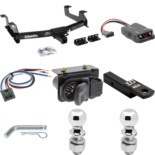 Fits 2011-2014 Chevrolet Silverado 3500 HD Trailer Hitch Tow PKG w/ Tekonsha Brakeman IV Brake Control + Generic BC Wiring Adapter + 7-Way RV Wiring + 2" & 2-5/16" Ball & Drop Mount By Draw-Tite