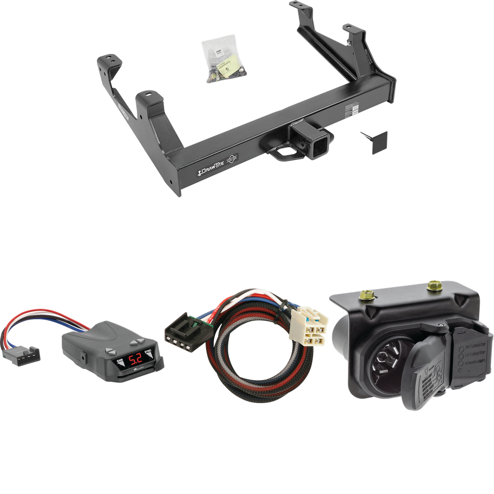 Fits 2015-2019 Chevrolet Silverado 3500 HD Trailer Hitch Tow PKG w/ Tekonsha Brakeman IV Brake Control + Plug & Play BC Adapter + 7-Way RV Wiring By Draw-Tite