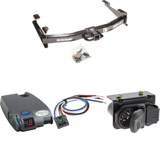 Fits 2007-2010 Chevrolet Silverado 2500 HD Trailer Hitch Tow PKG w/ Tekonsha Primus IQ Brake Control + Generic BC Wiring Adapter + 7-Way RV Wiring By Draw-Tite