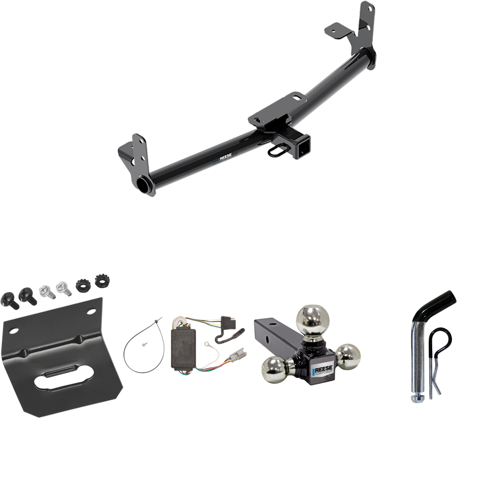 Fits 2005-2006 Chevrolet Equinox Trailer Hitch Tow PKG w/ 4-Flat Wiring Harness + Triple Ball Ball Mount 1-7/8" & 2" & 2-5/16" Trailer Balls + Pin/Clip + Wiring Bracket By Reese Towpower